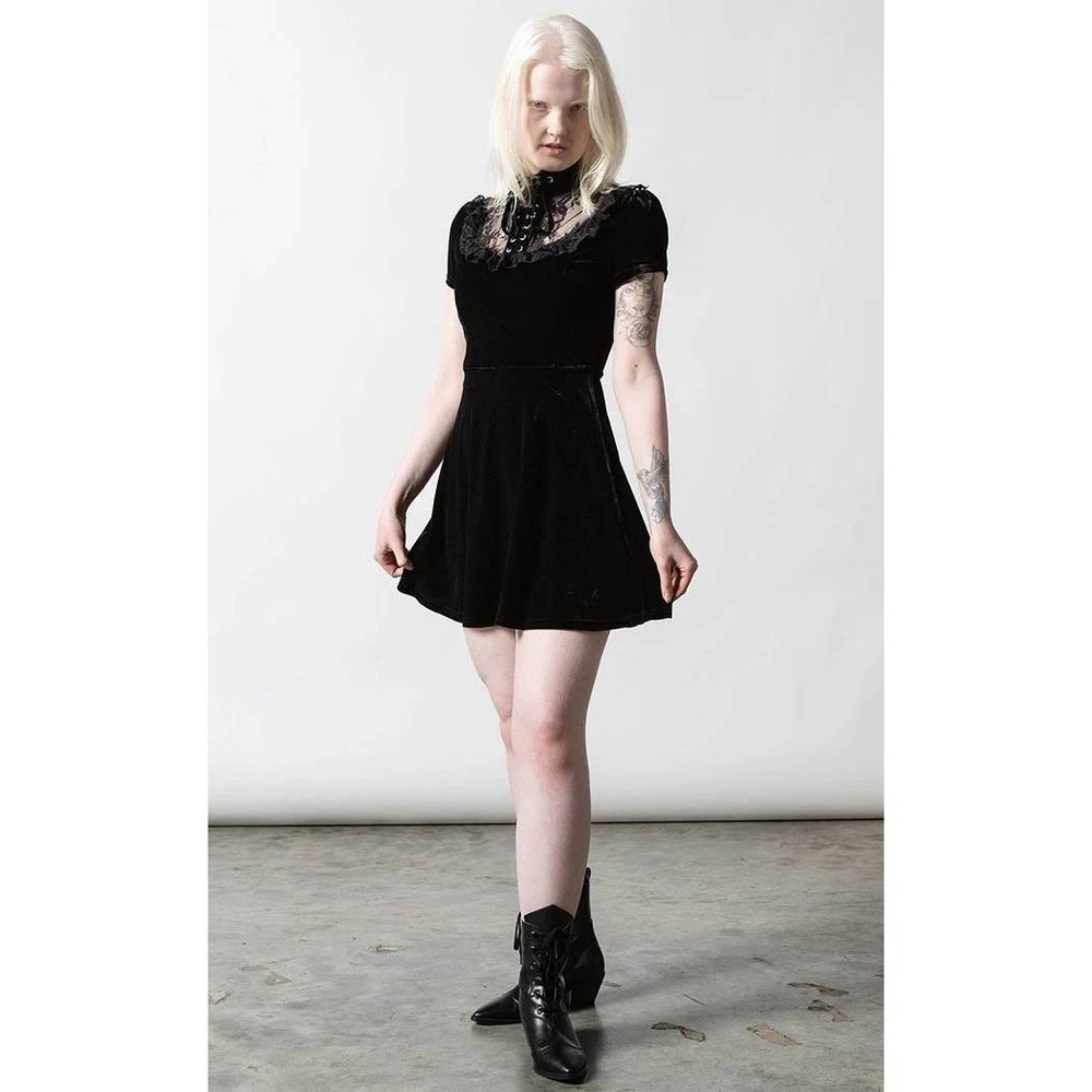 Killstar Evernight mini velvet black dress plus size 2X‎